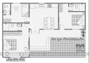 Thiết kế nhà vườn hình chữ L trên diện tích 216m2