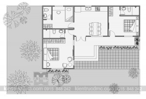 Thiết kế nhà vườn hình chữ L trên diện tích 216m2