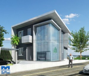 Thiết kế biệt thự phố phong cách hiện đại 2 tầng