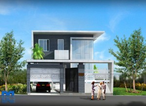Thiết kế biệt thự phố phong cách hiện đại 2 tầng