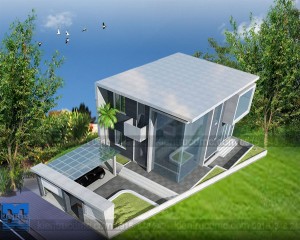 Thiết kế biệt thự phố phong cách hiện đại 2 tầng
