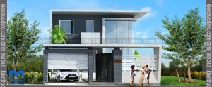 Thiết kế biệt thự phố phong cách hiện đại 2 tầng