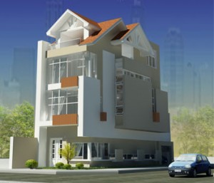 Thiết kế nhà ống 4 tầng căn góc 2 mặt tiền
