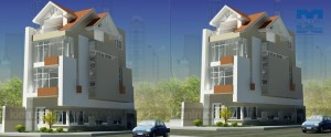 Thiết kế nhà ống 4 tầng căn góc 2 mặt tiền