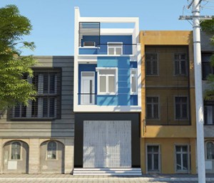 Thiết kế nhà phố 3 tầng có gác lửng mặt tiền 4m