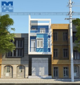 Thiết kế nhà phố 3 tầng có gác lửng mặt tiền 4m