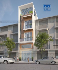 Thiết kế nhà ống 4 tầng hai mặt tiền diện tích 57m2