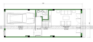 Thiết kế nhà ống 4 tầng hai mặt tiền diện tích 57m2