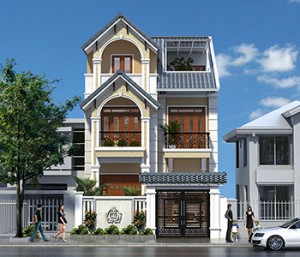Thiết kế biệt thự phố 3 tầng mặt tiền 7.5m