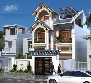 Thiết kế biệt thự phố 3 tầng mặt tiền 7.5m