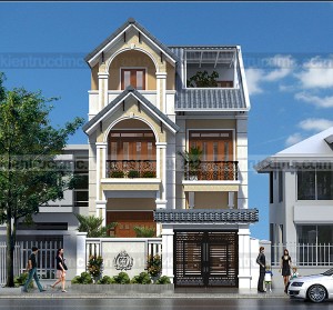 Thiết kế biệt thự phố 3 tầng mặt tiền 7.5m