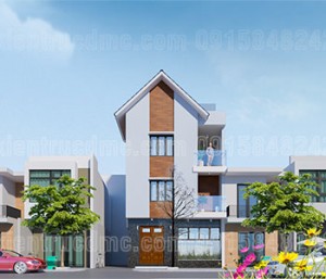 thiết kế nhà phố 2 mặt tiền 3 tầng