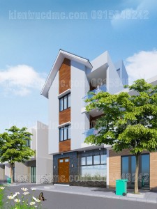 thiết kế nhà phố 2 mặt tiền 3 tầng