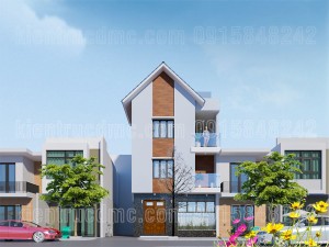 thiết kế nhà phố 2 mặt tiền 3 tầng