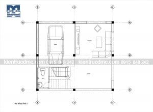 thiet ke nha lo 3 tang tren dat 60m2 - mat bang tang 1