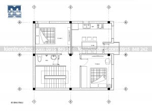 thiet ke nha lo 3 tang tren dat 60m2 - mat bang tang 2