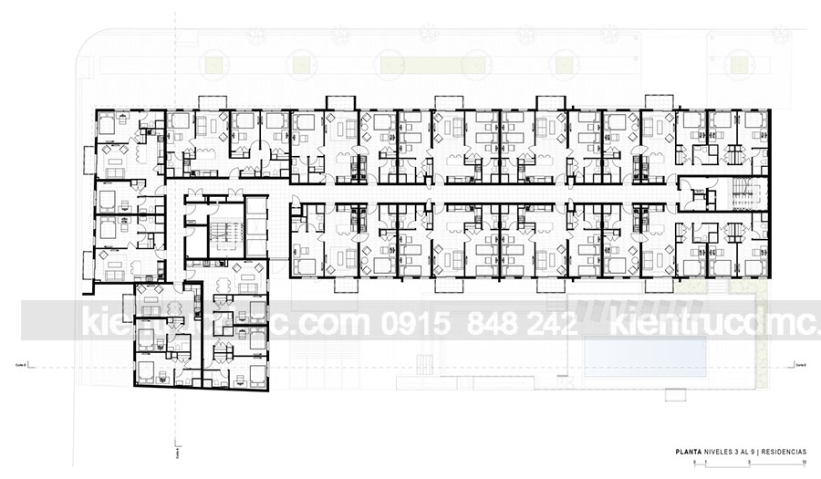 Thiết kế chung cư mini 11 tầng diện tích 12784m2