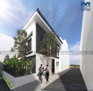 Thiết kế biệt thự nhà vườn 2 tầng mái thái diện tích 110m2