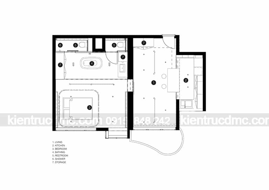 Thiết kế nội thất chung cư diện tích 75m2 phong cách mở