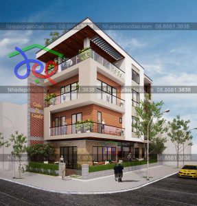 Thiết kế biệt thự phố 4 tầng hai mặt tiền kết hợp kinh doanh