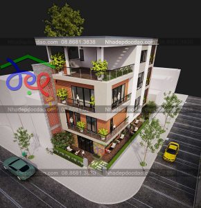 Thiết kế biệt thự phố 4 tầng hai mặt tiền kết hợp kinh doanh