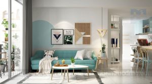 Làm mát không gian mùa hè với thiết kế nội thất chung cư màu xanh ngọc