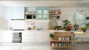 Làm mát không gian mùa hè với thiết kế nội thất chung cư màu xanh ngọc