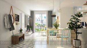 Làm mát không gian mùa hè với thiết kế nội thất chung cư màu xanh ngọc