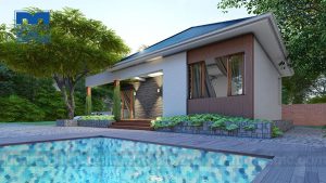 Thiết kế nhà vườn 1 tầng mái thái trên diện tích 220m2