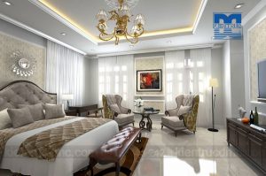 Thiết kế nội thất dinh thự 2 tầng phong cách tân cổ điển đẹp, sang trọng