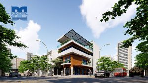 Thiết kế nhà lô phố 3 tầng căn góc hai mặt tiền phong cách hiện đại