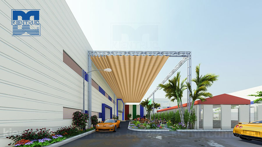 Thiết kế ngoại thất và tiểu cảnh sân vườn nhà máy sản xuất Tập đoàn Tonmat