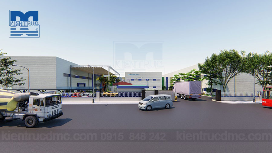 Thiết kế ngoại thất và tiểu cảnh sân vườn nhà máy sản xuất Tập đoàn Tonmat