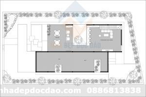 Thiết kế biệt thự phố 2,5 tầng hiện đại nhiều cây xanh