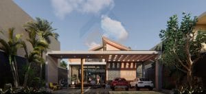 Thiết kế biệt thự phố 2,5 tầng hiện đại nhiều cây xanh