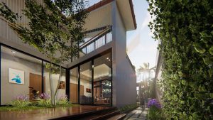 Thiết kế biệt thự phố 2,5 tầng hiện đại nhiều cây xanh