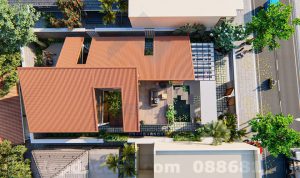 Thiết kế biệt thự phố 2,5 tầng hiện đại nhiều cây xanh