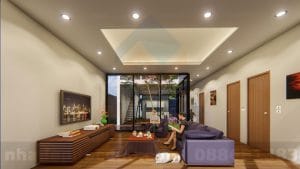 Thiết kế biệt thự phố 2,5 tầng hiện đại nhiều cây xanh