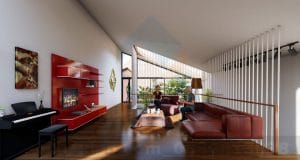 Thiết kế biệt thự phố 2,5 tầng hiện đại nhiều cây xanh