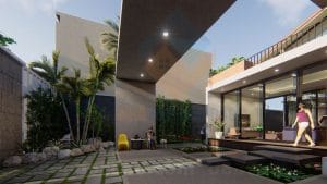 Thiết kế biệt thự phố 2,5 tầng hiện đại nhiều cây xanh