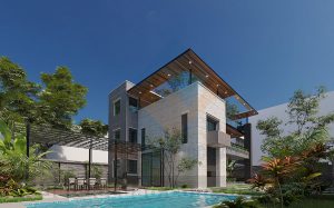 Thiết kế biệt thự phố 2 tầng phong cách hiện đại với không gian xanh