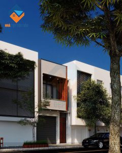 Thiết kế nhà phố 2 tầng phong cách hiện đại trên diện tích 90m2