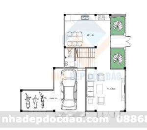 Thiết kế nhà phố 2 tầng 2 mặt tiền diện tích 93m2