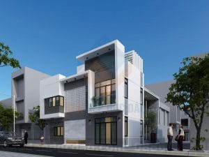 Thiết kế nhà phố 2 tầng 2 mặt tiền diện tích 93m2