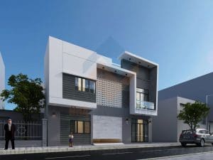 Thiết kế nhà phố 2 tầng 2 mặt tiền diện tích 93m2