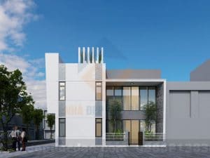 Thiết kế nhà phố 2 tầng 2 mặt tiền diện tích 93m2