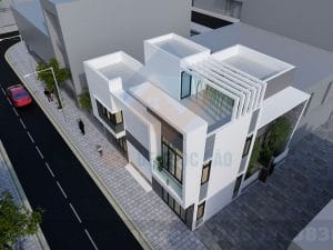 Thiết kế nhà phố 2 tầng 2 mặt tiền diện tích 93m2