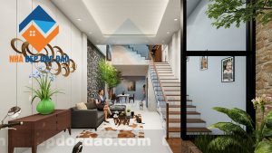 Thiết kế nhà phố 3,5 tầng trên diện tích 63m2 phong cách hiện đại