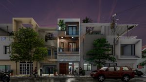 Thiết kế nhà phố 3,5 tầng trên diện tích 63m2 phong cách hiện đại