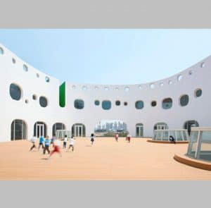 Thiết kế Trường mầm non 3 tầng với những đường cong sắc màu